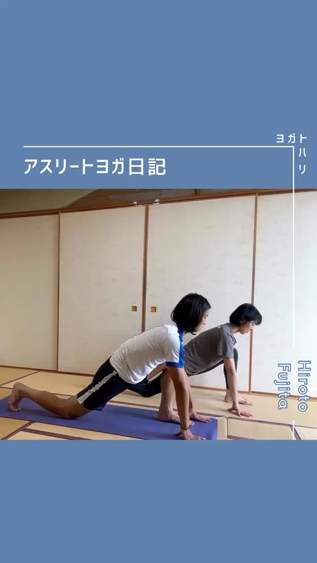 ☻︎
  【大登ヨガ日記　Day12】 @_hiroto23 
－－－－－－－－
初回からの歩みはハイライトから
@yogatohari_24 
どうぞいいねとフォローで応援お願いします
－－－－－－－－
12回目です。
夏休みを終えリフレッシュしたようなので
しっかり効かせていきます。
　
気づきが増えてきた！という大登くん。
変化は痛みの改善だけでなく
筋肉のつき方にもあらわれてきた様子。
トレーニングにほしい刺激が入る、
狙った筋肉が育ってくる、
「最近ちゃんとハム疲れるんですよー」なんて
笑顔で嬉しそうに報告してくれます。
そんな話を聞く私の顔も
きっとニヤついているのでしょう笑
　
　
アスリートでも一般の方でも
朝や運動のスタート時に
筋肉のこわばりを感じる人は多いです。
大抵の筋肉の張りは
動いて血流を良くすれば消えてしまうので
休むことを恐れるあまりに
動きすぎて悪化させてしまうことがあります。
動かず休むべきものなのか、
動かしながらほぐすべきものなのか、
見極める必要があります。
　
今回の大登くんも
最初のダウンドッグに入った瞬間
「あー腰ヤバいかも！」なんて叫んでいました。
だからいきなり効かせることなく
大きなテーマを掲げるでもなく
ゆっくり動いてみようか、ということで
関節ひとつずつ声をかけるように
じっくり整えてみました。
するとどうでしょう！
過去イチ安定したダウンドッグに出会えました。
"何も考えずに、ただマットに立つ"
その大切さに改めて気付かされた今回です。
　
このレッスンでは（一応）プロの私が見ていますが、
セルフプラクティスをする際は
動いた直後の爽快感に盲目になることなく、
・運動後身体が冷えても痛みがぶり返さないこと
・更に時間が経って気持ちがドーンと落ちないこと
・半日ほど過ぎて食欲不振や倦怠感などがないこと
このあたりを最適な強度の目安にするといいです。
　
これはサッカーにおいても同じこと。
不安や焦り、高揚感は
オーバートレーニングを生みかねないので
ちゃんと心身と対話して動きたいものです。
私もすぐ上達するアスリートを前に
気持ちを昂らせないよう自戒しつつ
これからのレッスンを共に歩みたいと思います。
　
さて大登くんのヨガ、
夏休みから仕掛けている課題もあり
ほーんのちょっと変化が見えてきています。
もう少し熟成させてこちらでご報告しますね。
次回以降の日記もどうぞお楽しみに。
　
　
#大登ヨガ日記 #藤田大登 
#アスリートヨガ #サッカーとヨガ 
#痛みなくサッカーしよう